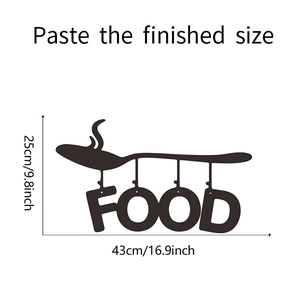 Detail view of spoon silhouette wall sticker with dimensions 43cm width and 25cm height