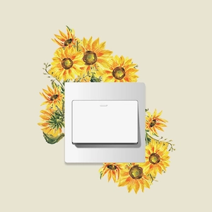 Artistic watercolor sunflower wall stickers for home switch decoration and wall aesthetics