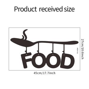 Detail showing creative spoon silhouette wall sticker dimensions 45cm by 27cm for kitchen decor