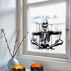 Halloween smiling skeleton window sticker wall decal for festive home glass decoration