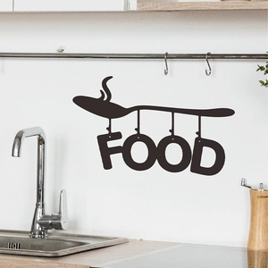 Creative Kitchen Wall Sticker Spoon Silhouette Food Letter Slogan Modern Minimalist PVC DIY Decorative Wall Decal Home Art