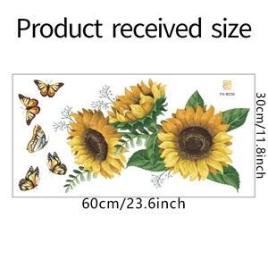 Détail des stickers muraux tournesol et papillon avec dimensions précises