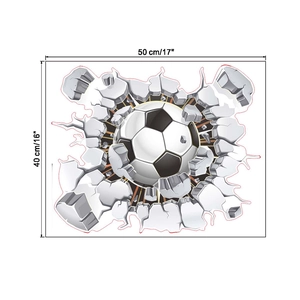 Dimensions détaillées du sticker mural football 3D mesurant 50 par 40 centimètres