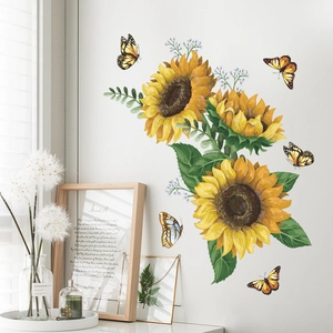 Stickers muraux tournesol et papillon pour une décoration intérieure chaleureuse