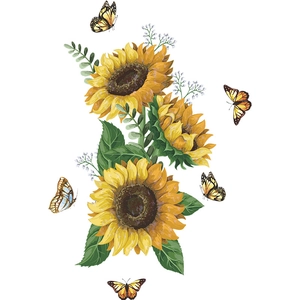 Stickers muraux autocollants avec tournesols, feuilles et papillons pour la maison