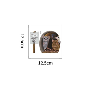 Detailed view of a 3D mouse hole wall sticker with cute cartoon mice and wood sign