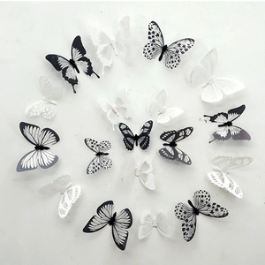 3D Butterfly Wall Stickers Black White PVC Removable Mural Art Decal For Living Room Bedroom Modern Home Office Wall Decor