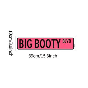 Pink BIG BOOTY BLVD wall sticker sign, waterproof PVC home decor, 15.3 inch length