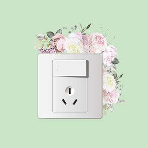 Elegant floral decorative wall switch panel with universal power socket for home interior