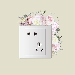 Decorative wall switch sticker with pink roses for five-hole power socket panels