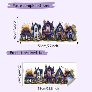 Detailansicht der Halloween-Fensteraufkleber mit Layout und fertigem 56x23cm Display-Effekt