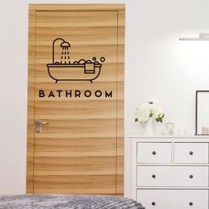 Minimalist black PVC bathroom wall sticker with bathtub icon for modern home decor
