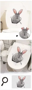 Détail macro du sticker mural lapin gris 3D réaliste avec texture de fourrure naturelle