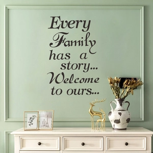 Every Family Has A Story Welcome To Ours Quote Wall Sticker Removable PVC Art Lettering Decal For Home Living Room Bedroom Decor