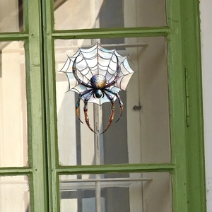 Halloween Spider Web Window Cling Stained Glass Style Static PVC Sticker For Home Glass Showcase Festive Decor Ornament