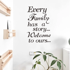Family quote wall decal featuring elegant black typography for modern home decoration