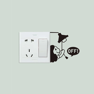 Creative Cartoon Light Switch Wall Sticker Minimalist Black PVC Decal Funny Character Pulling Light Cord For Home Decor