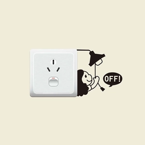 Creative black silhouette light bulb and character wall sticker for light switch decor