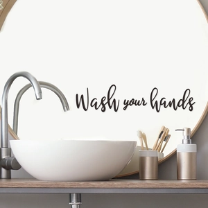 Adesivo murale Wash your hands in vinile per specchio del bagno o piastrelle deco