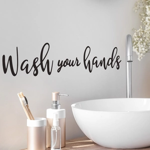 Adesivo murale Wash your hands in vinile per decorazione bagno e lavabo in stile moderno