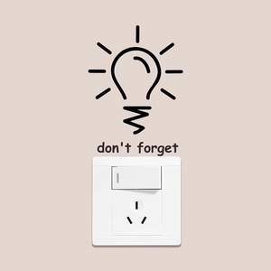 Creative Light Bulb Design Switch Wall Sticker Don't Forget Slogan PVC Removable Reminder Decal For Home Bedroom Decor