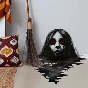 Halloween scary woman ghost wall decal for home decor with realistic 3D shadow effect