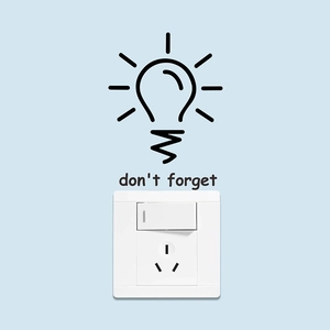 Minimalist 'Don't Forget' light bulb wall sticker for switch decoration on blue wall