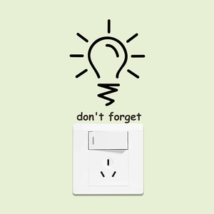 Minimalist light bulb wall sticker with Don't Forget text for light switch decoration
