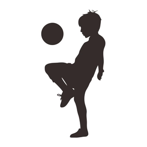 Dynamic soccer boy silhouette wall sticker for kids room decor on white background