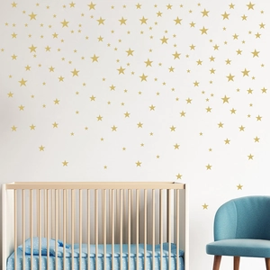 Minimalist golden star wall decals set for modern nursery and children's room wall decor