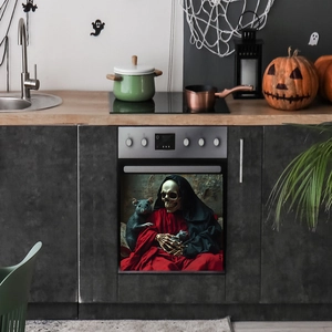 Halloween skeleton grim reaper and rats magnetic dishwasher cover for kitchen decor