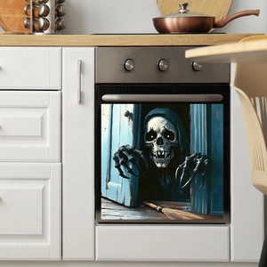 Halloween 3D Realistic Skeleton Peeping Door Wall Sticker PVC Waterproof Decal For Oven Fridge Dishwasher Home Decor