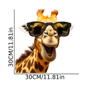 Cartoon giraffe with sunglasses wall sticker home decor, 11.81in square wall art decal