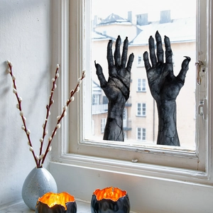 Halloween Horror Zombie Arms Static Window Stickers Realistic Demon Hands UV Static PVC Decals For Home Glass Window Decor