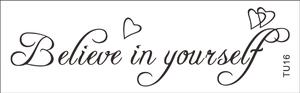 Detail view of Believe in yourself inspirational wall sticker with heart design