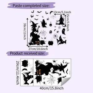 Spécifications de taille et dimensions pour stickers de fenêtre Halloween sorcière fantôme