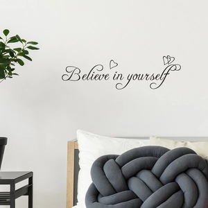 Inspirational 'Believe in yourself' wall sticker with hearts for home decor