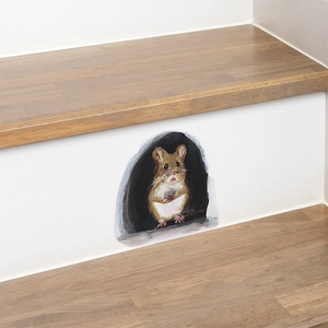 3D Cartoon Mouse Hole Wall Sticker PVC Waterproof Hand Drawn Mouse Decal For Bedroom Living Room Stairs Home Decor