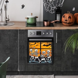 Magnétique pour lave-vaisselle d'Halloween avec squelettes dansant sous le coucher de soleil