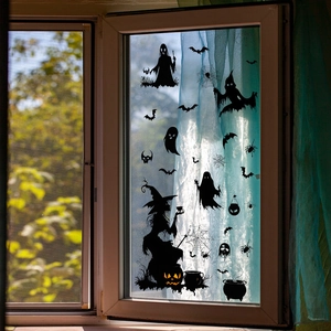 Stickers de fenêtre Halloween avec sorcières, fantômes et citrouilles pour décoration