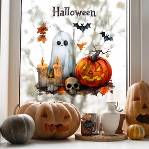 Halloween ghost and pumpkin decorative wall stickers for festive home window display