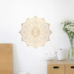 Elegant gold mandala pattern wall sticker for bohemian style living room decoration