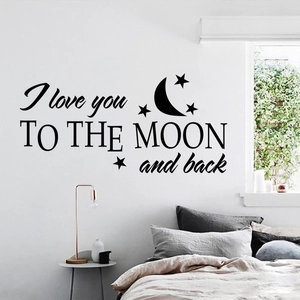 I love you to the moon and back wall sticker with moon and stars for bedroom decor