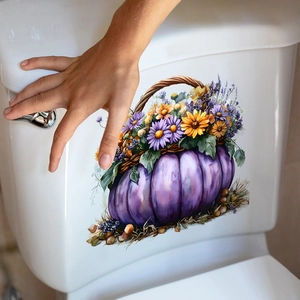 Adesivo per WC di Halloween con cesto di zucca e girasoli per decorazione del bagno