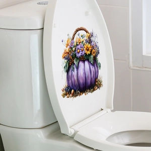 Adesivo per coperchio WC con zucca e girasoli per decorazione bagno autunnale