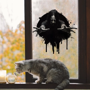 Halloween wall sticker featuring a scary figure reaching out from a broken hole for home decor