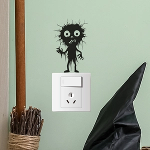 Cute black monster light switch wall decal for Halloween home decor and socket decoration