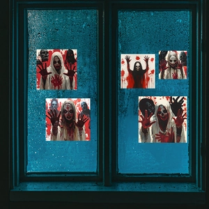 Halloween bloody ghost window stickers set with zombies and blood splatters for home decor