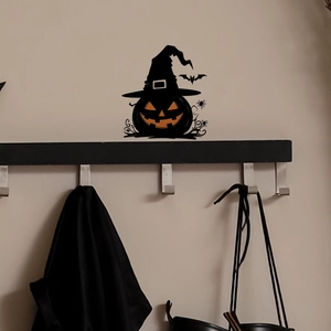 Halloween wall sticker with pumpkin, witch hat, bats and spiders for home festive decoration