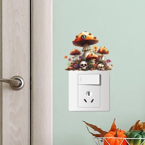 Halloween mushroom skull light switch wall sticker for fantasy home wall decoration